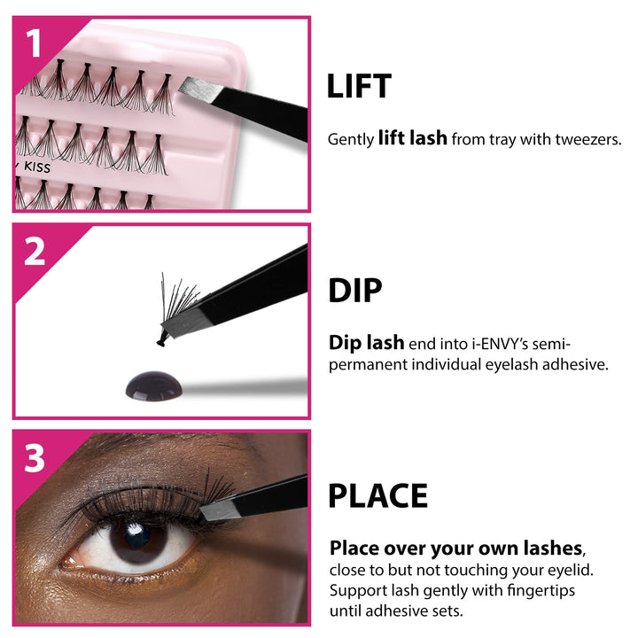 iENVY Individual Cluster Semi-Permanent Lash Glue, Strong Hold & Long-Lasting Waterproof, Easy to Use, Latex Free, Perfect for Sensitive Eyes (Jet Black)