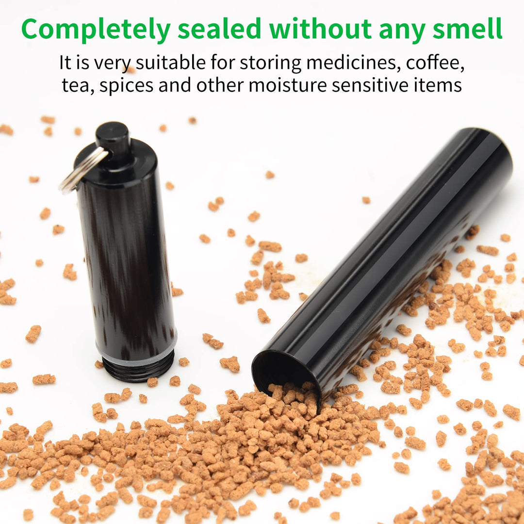 Airtight Aluminum Metal Storage Tube(3 Packs), Cute Small Pill Box Case Waterproof and Smell Proof Metal Tube Container Holder with Keychain, Fit in Pocket Purse Portable for Travel and Outdoors
