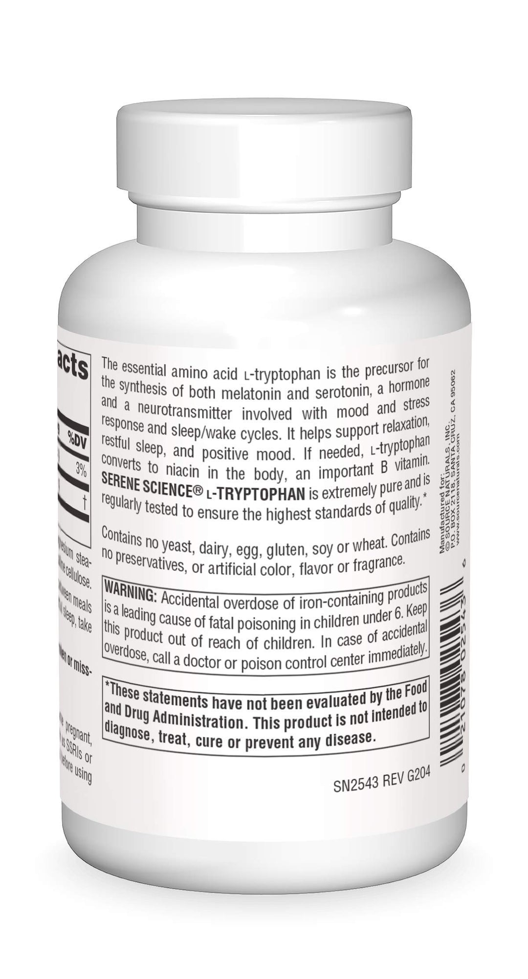 Serene Science L-Tryptophan, Positive Mood*, 500 mg - 120 Capsules