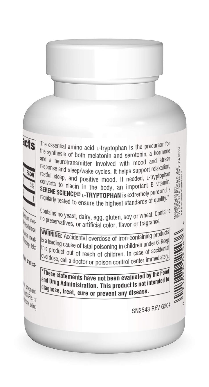 Serene Science L-Tryptophan, Positive Mood*, 500 mg - 120 Capsules