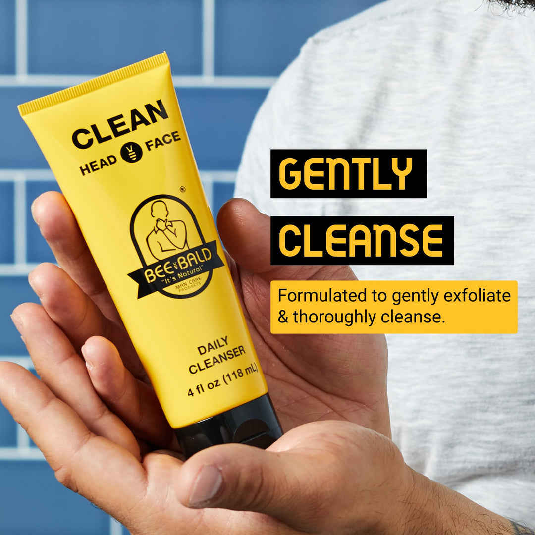 CLEAN Daily Cleanser for Face and Head, Premium Facial Cleanser for Men and Women, Refreshes and Thoroughly Cleans (4 fl Oz)