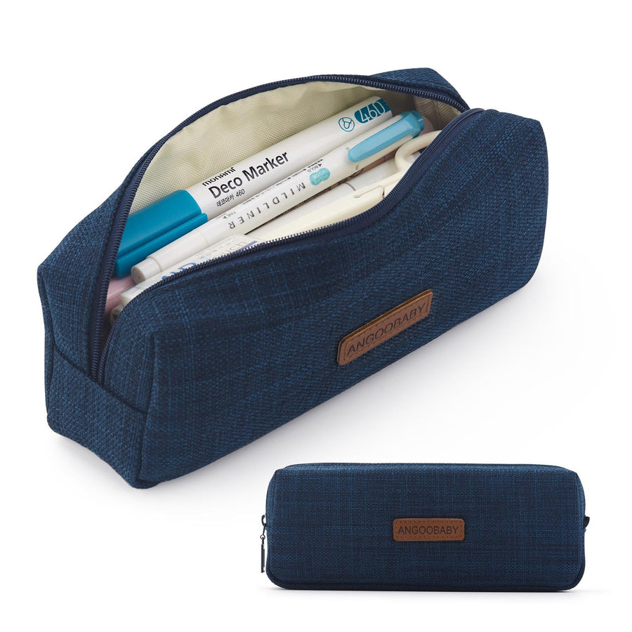 Small Pencil Case Student Pencil Pouch Coin Pouch Cosmetic Bag Office Stationery Organizer For Teen School-Dark Blue