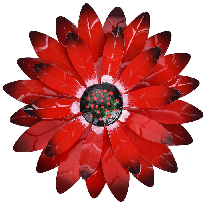 Red Daisy Metal Flowers Wall Decor Metal Wall Art Decorations Hanging for Indoor Outdoor Bathroom Patio Kitchen,12x12 inches