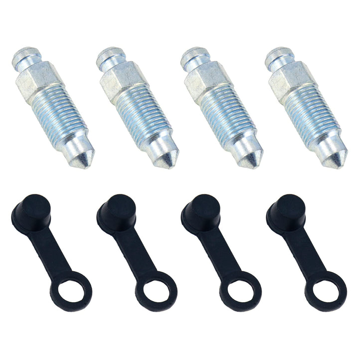4 Sets Bleeder Brake Caliper 10x1mm Bleed Screw Bleed Nipples with Dust Cap for Motorcycle, Automotive