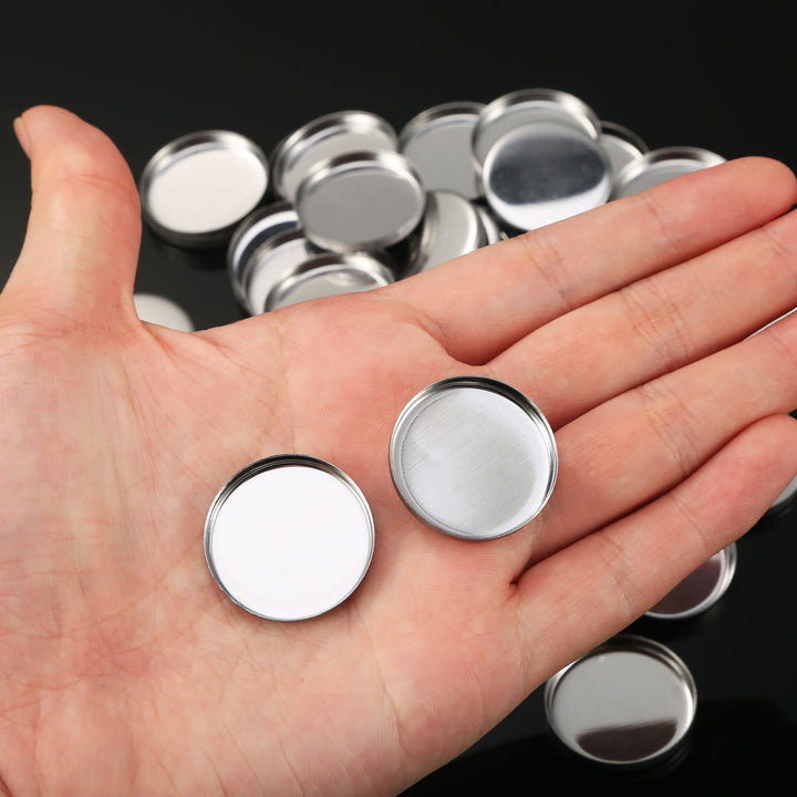 50 Pack Empty Round Metal Tin Palette Pans Cosmetic Eyeshadow Blush Lipstick Organizer Size 26 mm for Magnets Cosmetic Palettes