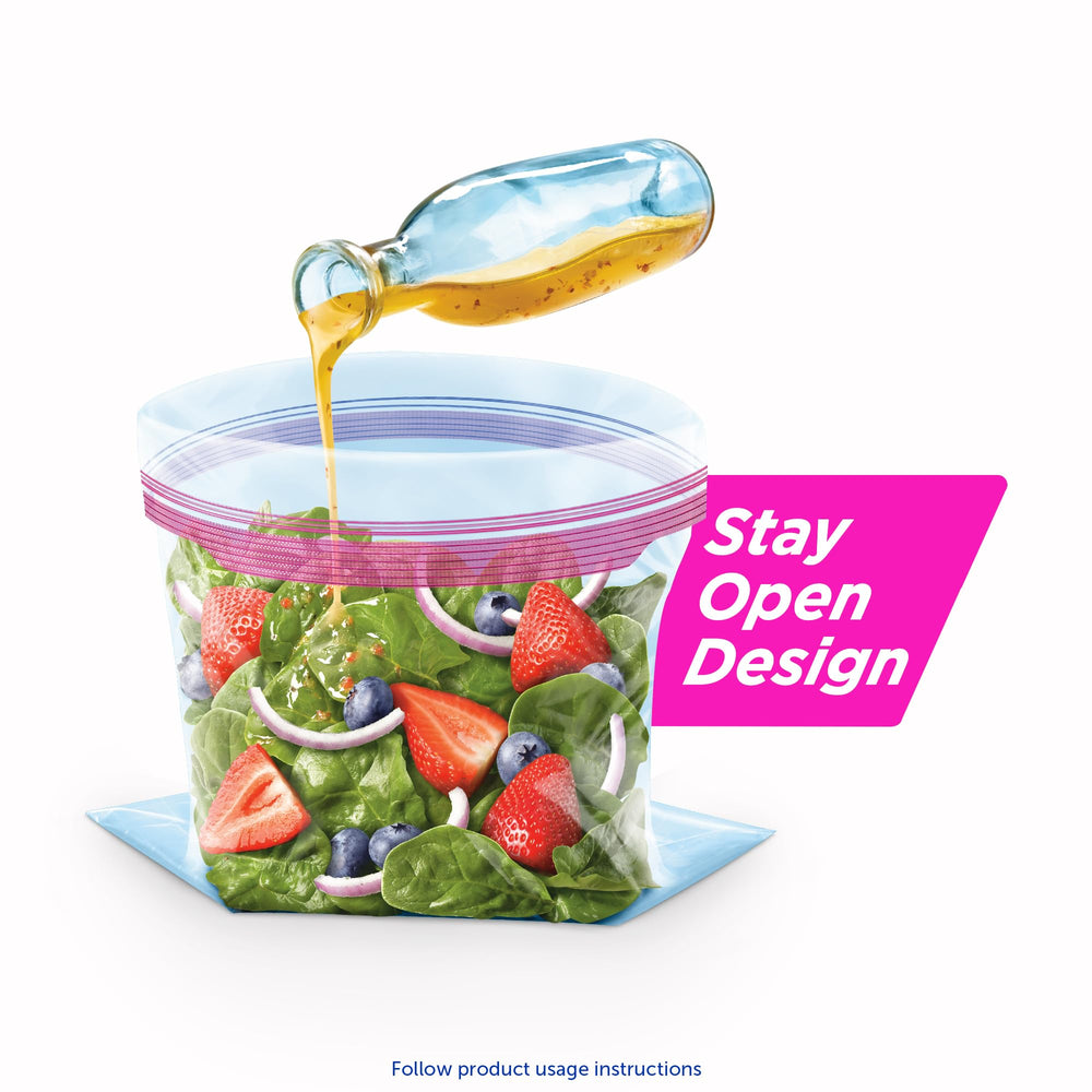 Gallon Food Storage Bags, Stay Open Design with Stand-Up Bottom, Easy to Fill, 150 Bags Total