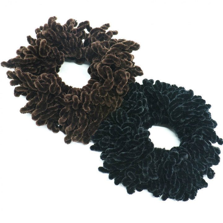 2Pack Volumising Scrunchie Big Hair Tie Ring Hijab Volumizer Khaleeji Headwear,Dark Coffer & Black