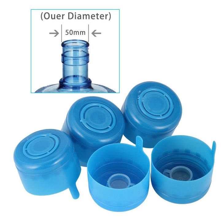 5PCS 55mm 3 and 5 Gallon Non-Spill Caps,Replacement Water Bottle Snap On Cap Anti Splash Peel 5 Piece