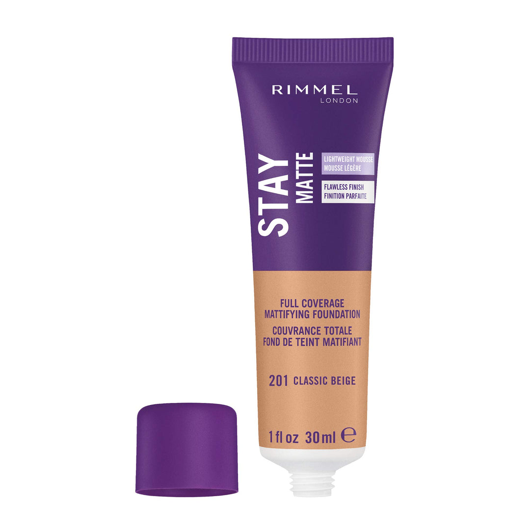 London Stay Matte Liquid Mousse - 201 Classic Beige - Foundation, Lightweight, Shine Control, Oil-Free, 1oz