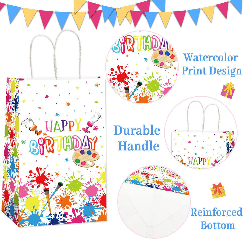 12 Pcs Premium Paint Art Party Bag Art Themed Birthday Party Painting Party Candy Favor Bags Supplies Gift Treat Bags Paint Party Supplies Decorations