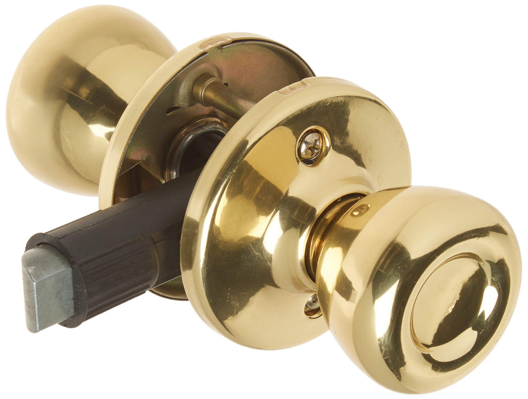 Mobile Home Interior Passage Door Knob, Handle For Closet and Hallway Doors, Non-Locking Doorknob in Polished Brass