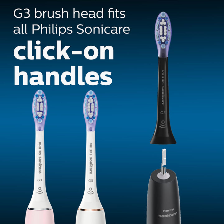 Genuine G3 Premium Gum Care Replacement Toothbrush Heads, 2 Brush Heads, Black, HX9052/95