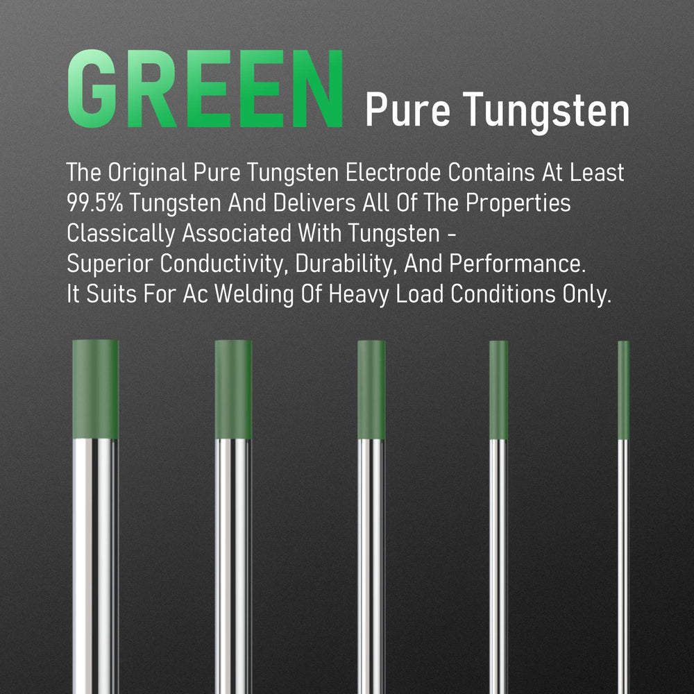 TIG Welding Tungsten Electrode Pure Tungsten 1/16 x 7 (Green, EWP) 10-pk