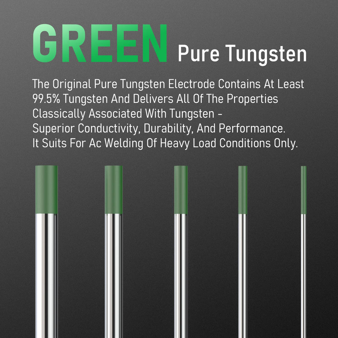 TIG Welding Tungsten Electrode Pure Tungsten 1/16 x 7 (Green, EWP) 10-pk