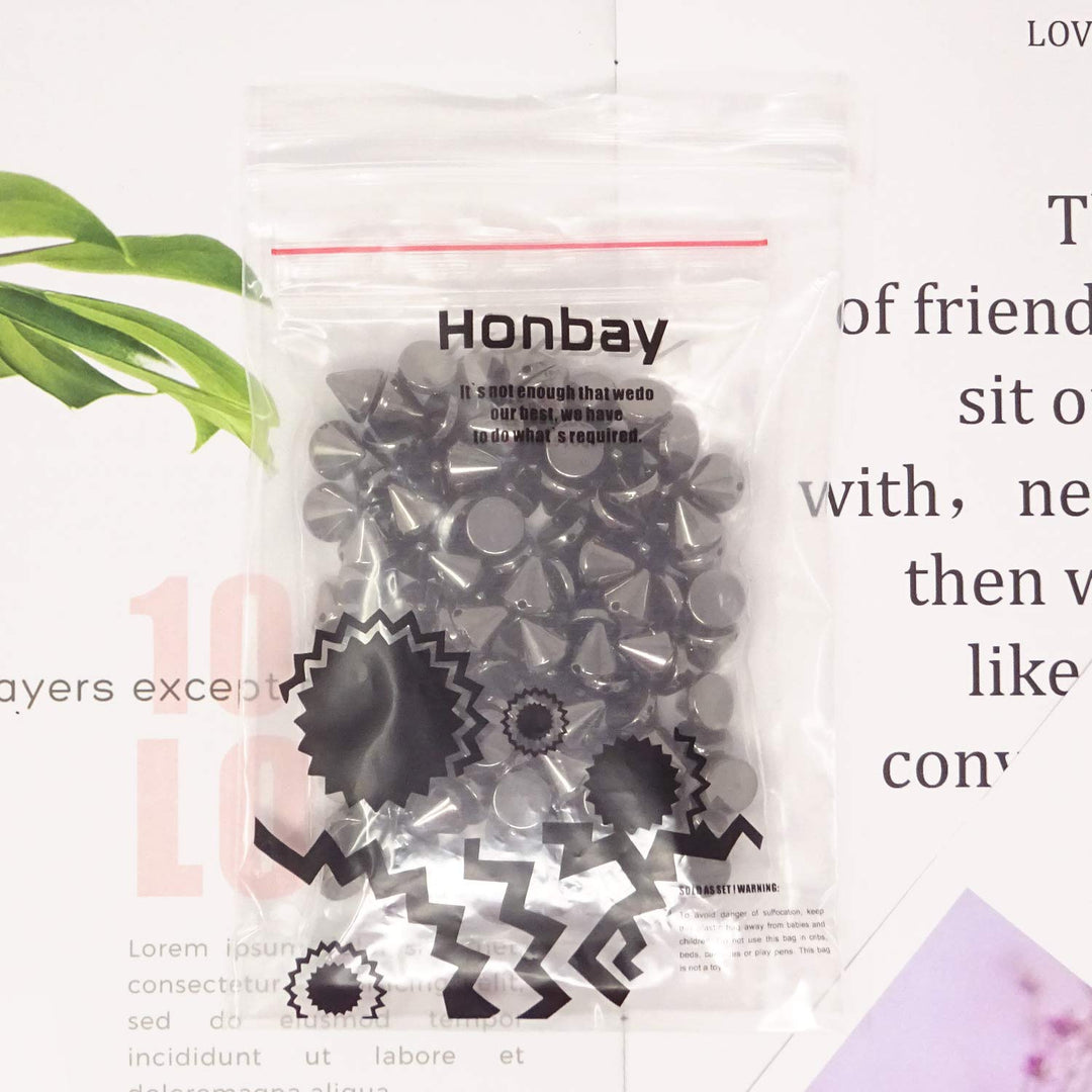 100PCS Acrylic Punk Bullet Rivets Cone Spike Studs Beads, Sew on or Glue on (Gold)