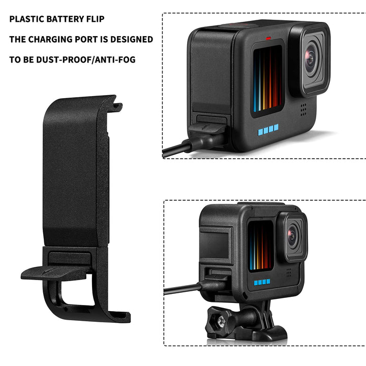 Protective Housing Case Battery Cover Door for GoPro Hero 11 Hero 10 Hero 9 Black Frame with Lens Cap Accessories Kit