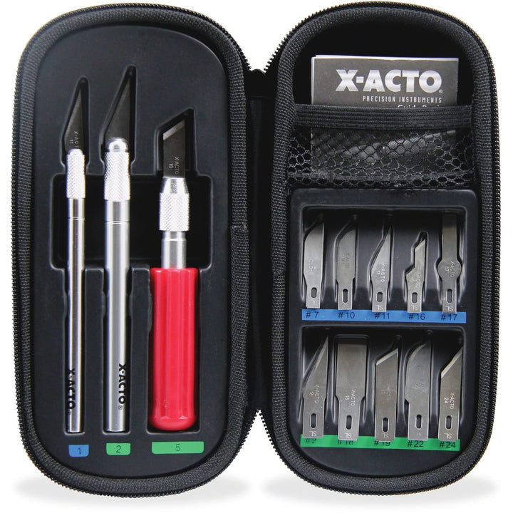 X-ACTO Compression Basic Knife Set, 3 Knives, 13 Blades, Soft Carry Case, 17 Count