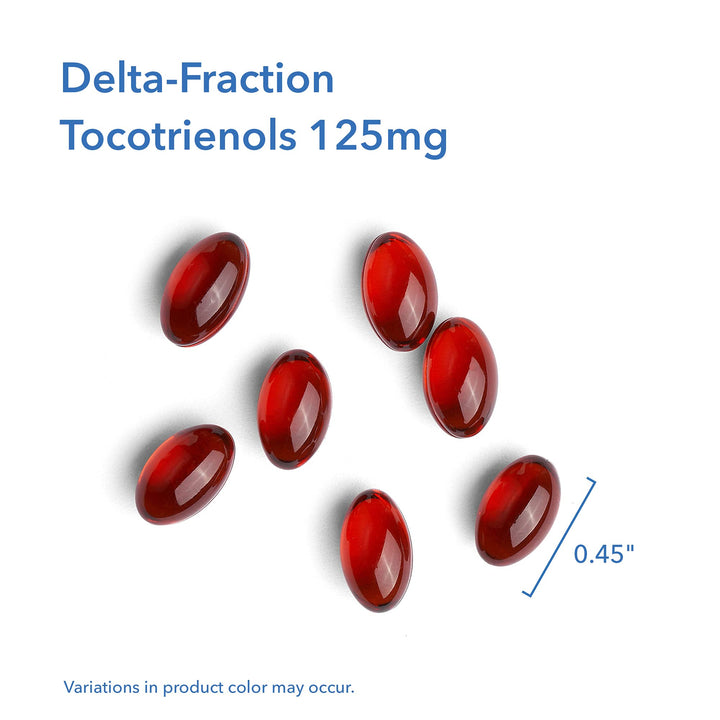 Delta-Fraction Tocotrienols Dietary Supplement - Vitamin E, Cardiovascular Health, Hypoallergenic, Softgels - 90 Count, 125 mg