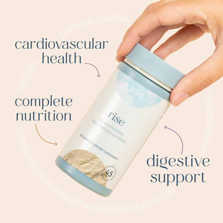 Rise Multivitamin for Women and Men - Vitamin A, C, D3, E K2, & More - Magnesium Glycinate, Citrate, and Malate for Digestive Support - Complete Daily Nutrition (45 Day Supply)