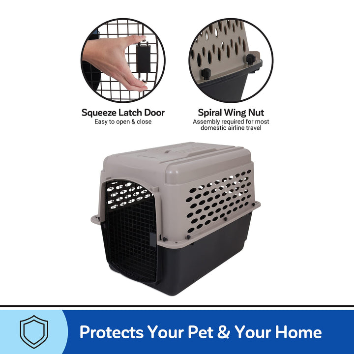 Vari Dog Kennel - Portable Dog Carriers & Crates for Large Dogs, Airline-Friendly, Durable Plastic, Pet Carrier For Home and Travel, 36 Inches, Taupe and Black