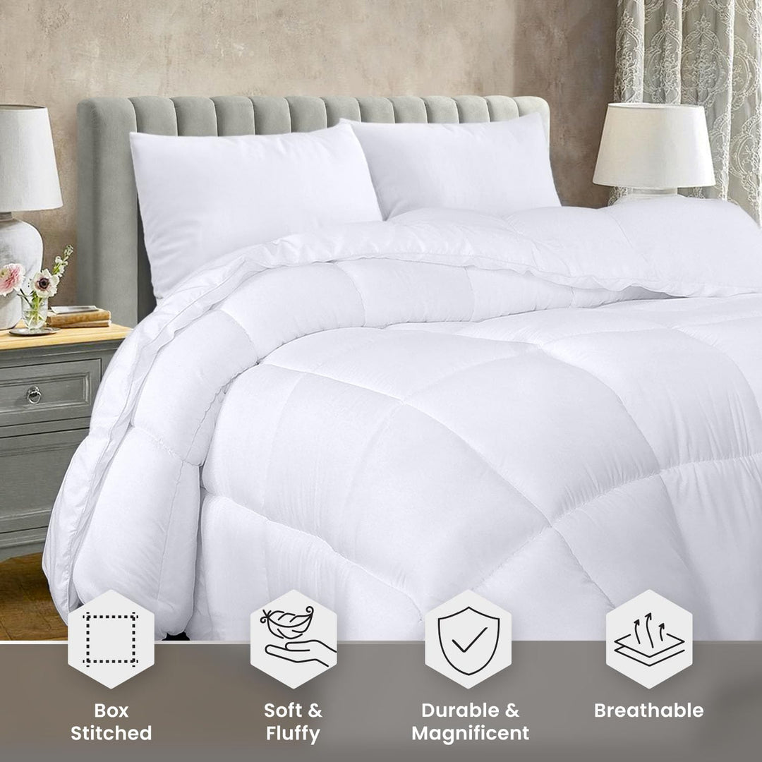 Comforter Duvet Insert, Quilted Comforter with Corner Tabs, Box Stitched Down Alternative Comforters Queen Size (White)