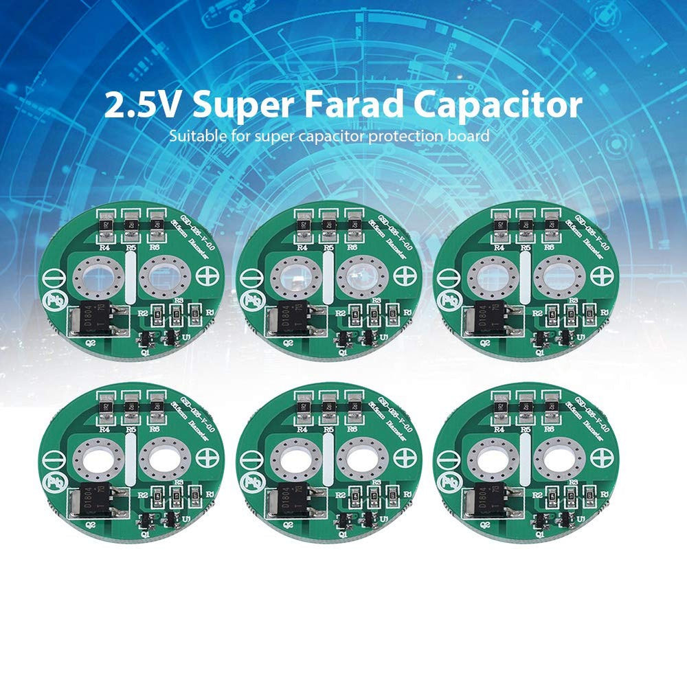 6Pcs Super Farad Capacitor Ultracapacitor High Power Switch 2.5V Heat Dissipation with Board Module Limit Plate