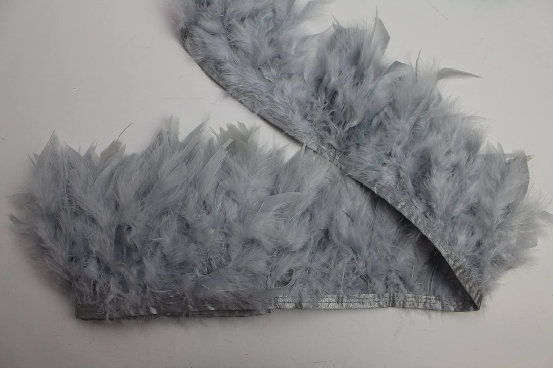 2 Yard Long Turkey Chandelle Turkey Fluff Feather Fringe Trim,Dress Sewing Clothes Accessories. 6-7 Height Garment Accessories Feather DIY (Grey)
