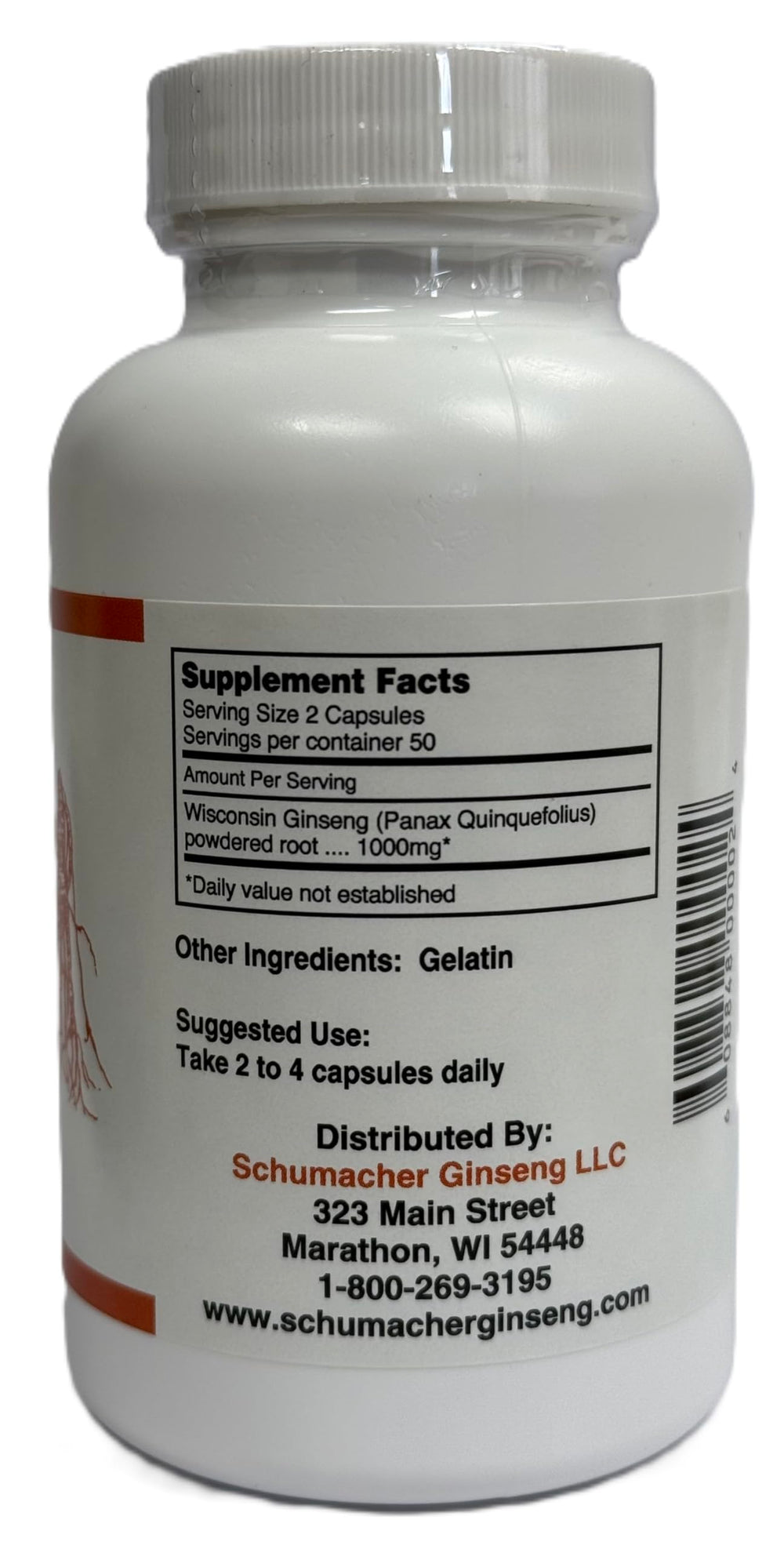 American Ginseng Capsules, 100% Pure Wisconsin Ginseng, 500mg, 100 Capsules - Best Ginseng Supplement, Pure Potent Wisconsin Ginseng Roots
