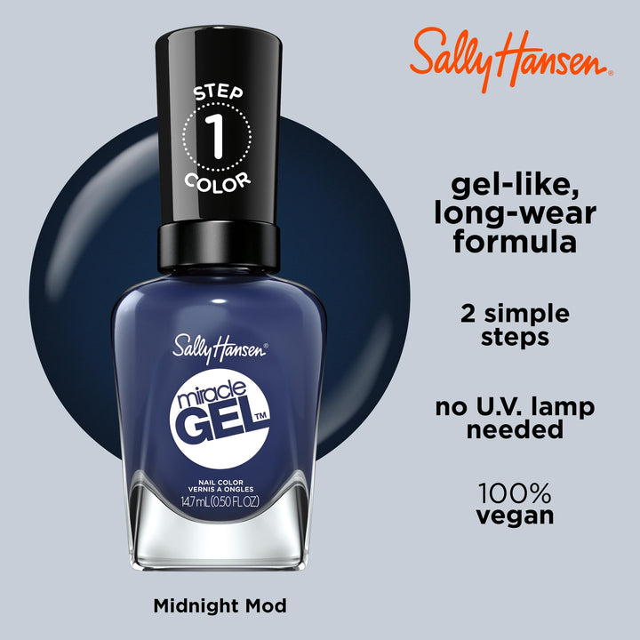 Miracle Gel™, Midnight Mod, Long Lasting, Gel-Like Formula, No UV Lamp Needed, Blue Nail Polish