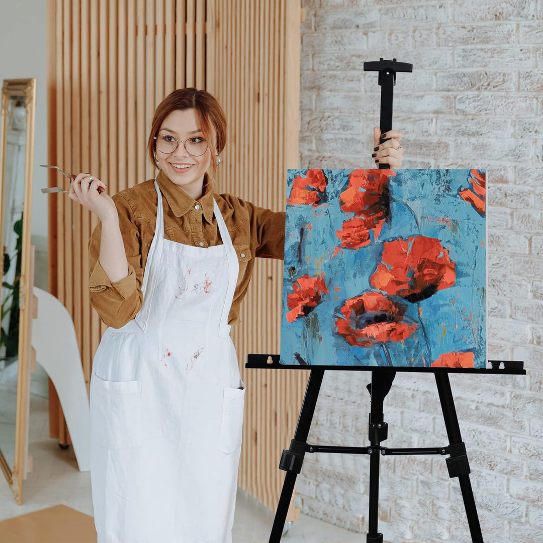 72Inches Art Painting Display Easel Stand,Portable Adjustable Metal Tripod with Art Easel,Easel for Painting Canvases Height from 22-72”for Table-Top/Floor Painting, Displaying,Black