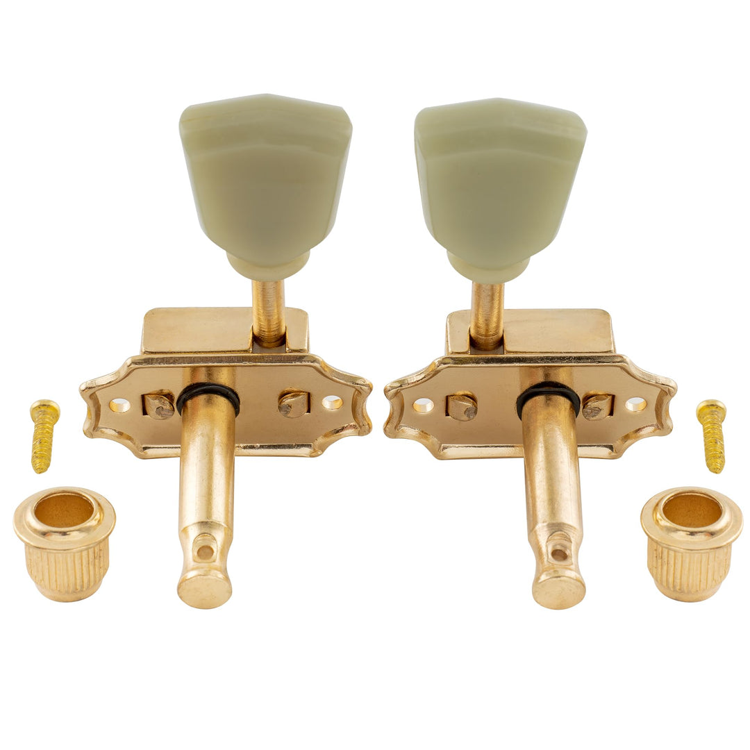 Pro 3R3L Vintage Guitar Tuners Tuning Keys Pegs Machine Heads for Epiphone Les Paul Replacement, Gold with Plastic Keystone Button