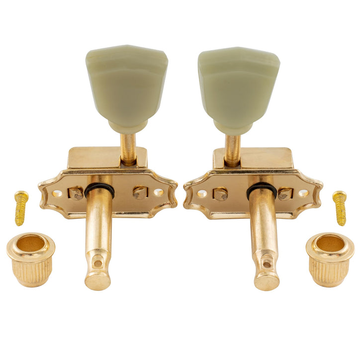 Pro 3R3L Vintage Guitar Tuners Tuning Keys Pegs Machine Heads for Epiphone Les Paul Replacement, Gold with Plastic Keystone Button