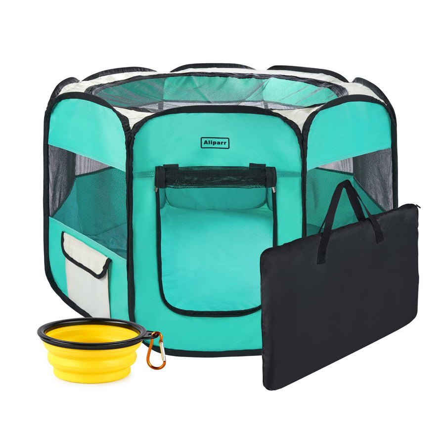 Portable Dog Cat Playpen Foldable Pet Exercise Pen Tents for Dogs/Cats/Rabbits/Pets, Indoor/Outdoor Travel Camping Use with Carry Case