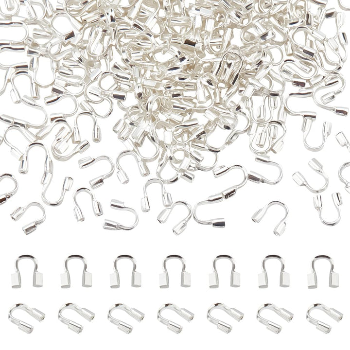 Pandahall 200pcs Wire Guardian and Protectors Silver Color Brass 0.5mm Hole Thread Protector U Shape Loop Guardian for Necklaces Bracelets Beading Jewelry Craft
