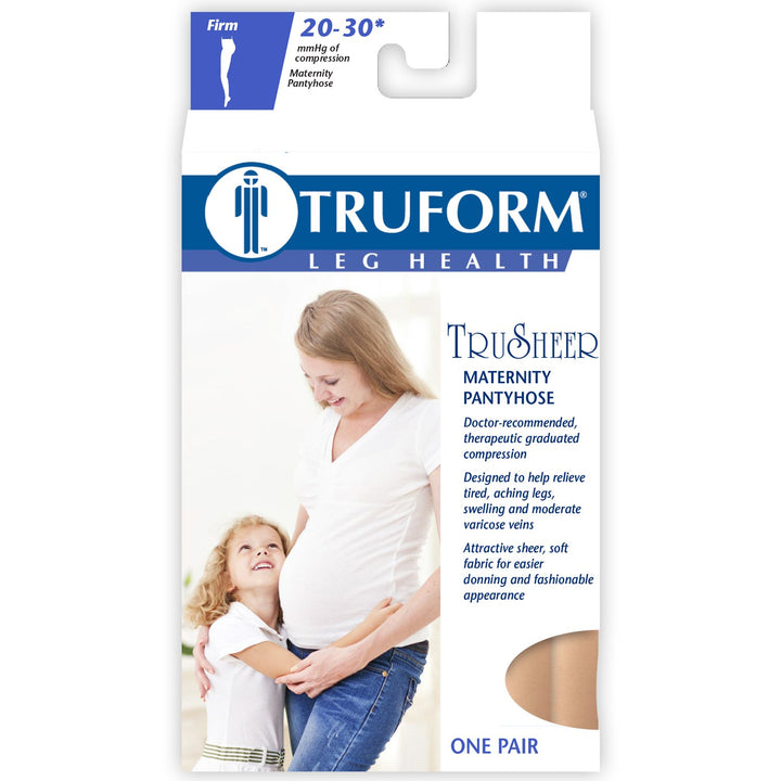 Truform 0267, Maternity Compression Pantyhose, Sheer, 20-30 mmHg, Beige, Large