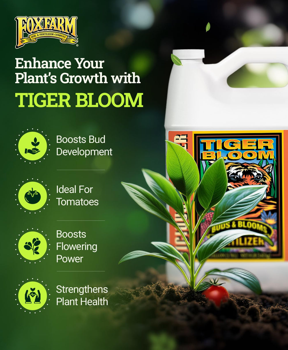 Tiger Bloom Liquid Fertilizer Concentrate - Fast Acting Formula for Vicious Growth with Phosphorus - Encourages Fruit, Flower & Bud Development, NPK 2-8-4 (Gallon)