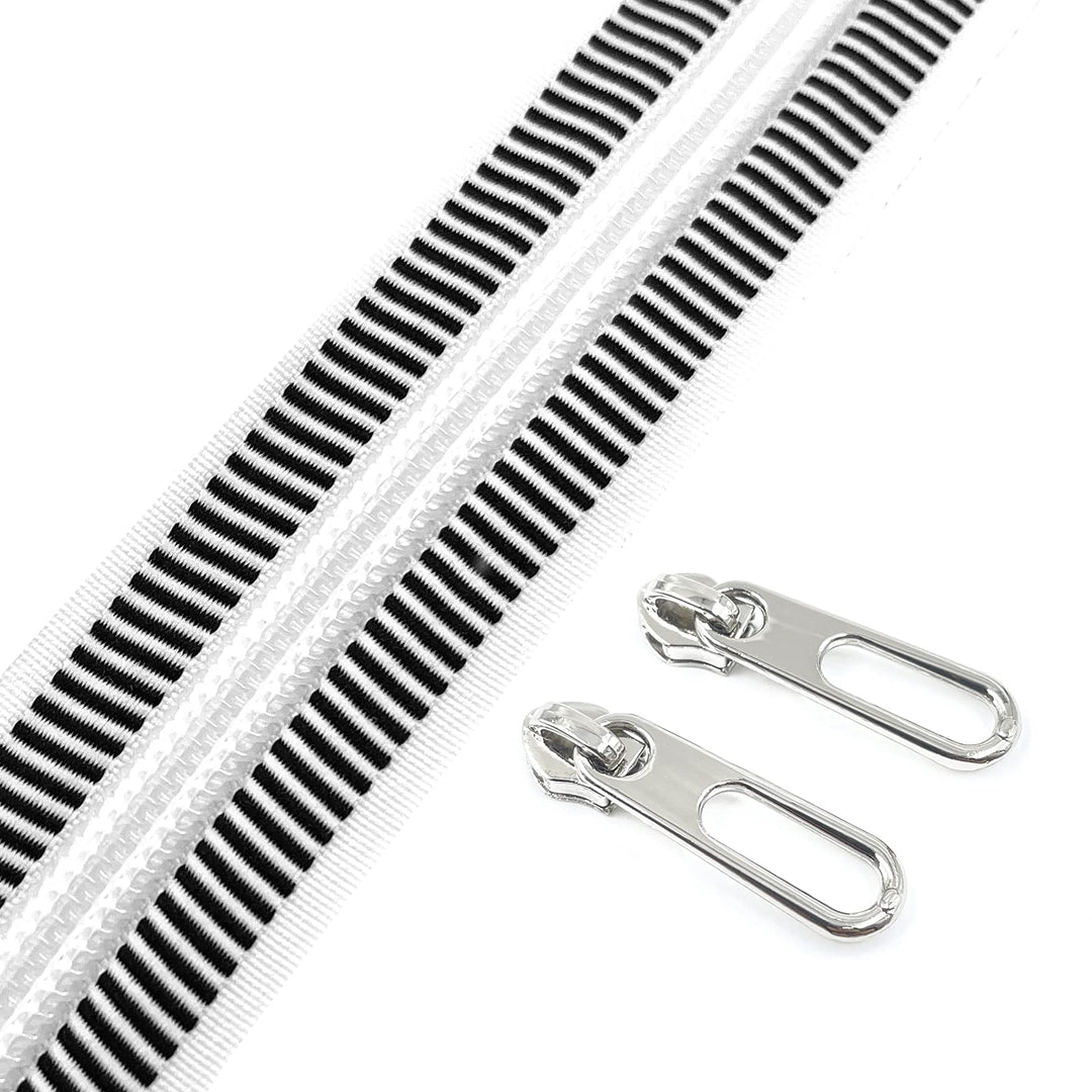 #5 Nylon Zippers 5 Yards Sewing Zippers Bulk DIY Zipper by The Yard Bulk with 10PCS Slider-Long Zippers for Tailor Sewing Crafts Bag (Zebra Tape)