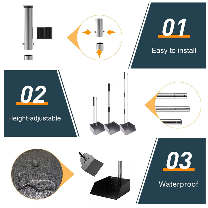 Pooper Scooper, Durable Dog Poop Scoop Long Handle Tray and Rake Set for Large Medium Small Dogs - Easy to Wash