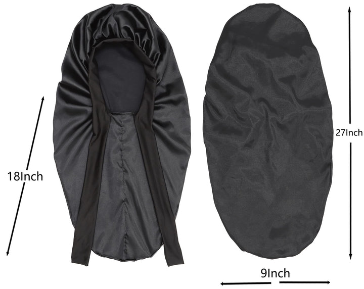 Silk Braid Bonnet Long Satin Bonnet Sleep Cap with tie Band Adjustable Bonnet for Women Curly Dreadlocks Frizzy Hair