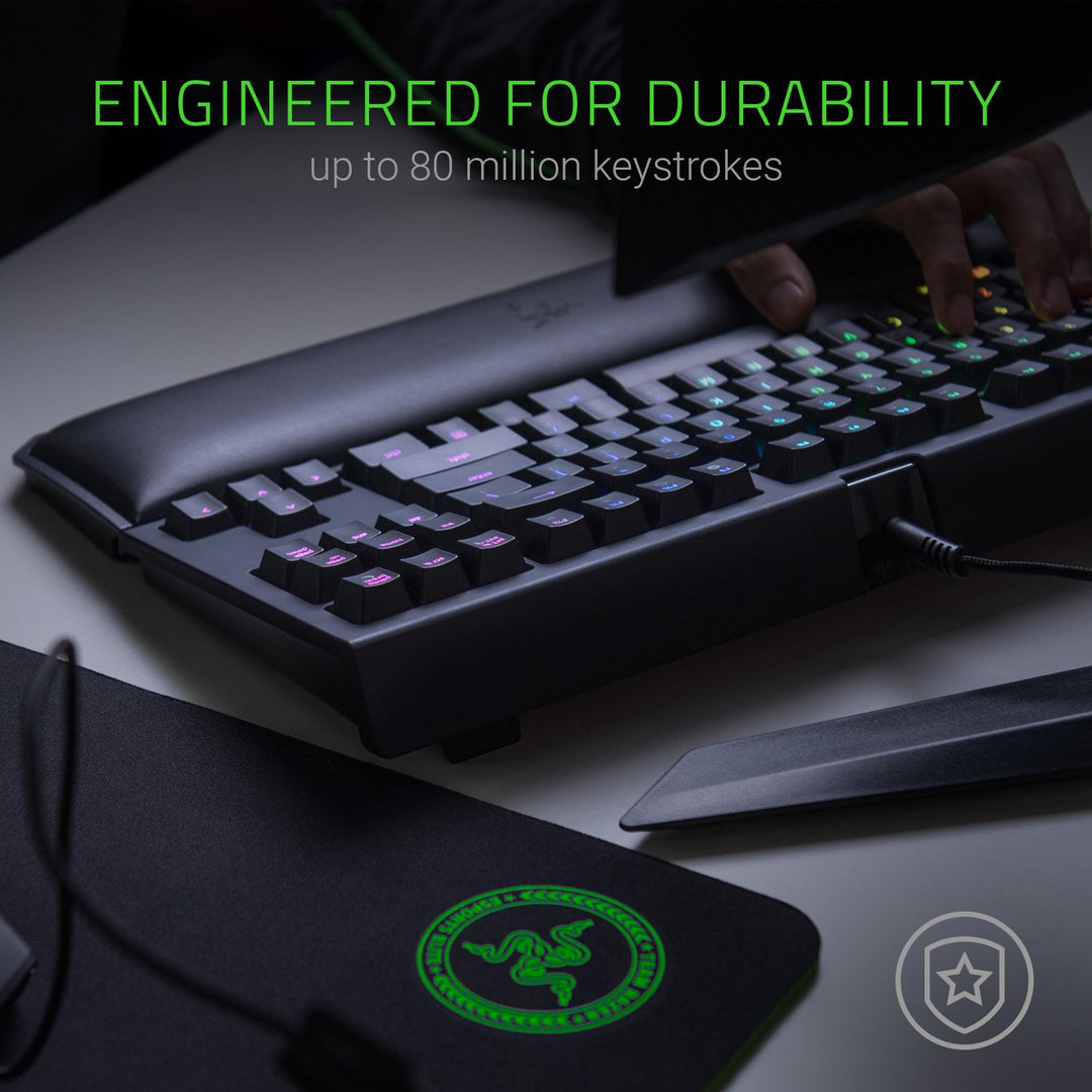 BlackWidow TE Chroma v2 TKL Tenkeyless Mechanical Gaming Keyboard: Green Key Switches, Tactile & Clicky, Chroma RGB Lighting, Magnetic Wrist Rest, Programmable Macros, Classic Black