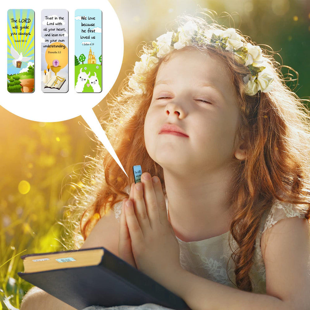 30 Pieces Christian Bookmarks Magnetic Bible Verse Bookmarks Religious Scripture Inspirational Church Supplies Motivational Prayer Page Clips for Kids Women Teachers Students School Gifts (Cartoon)