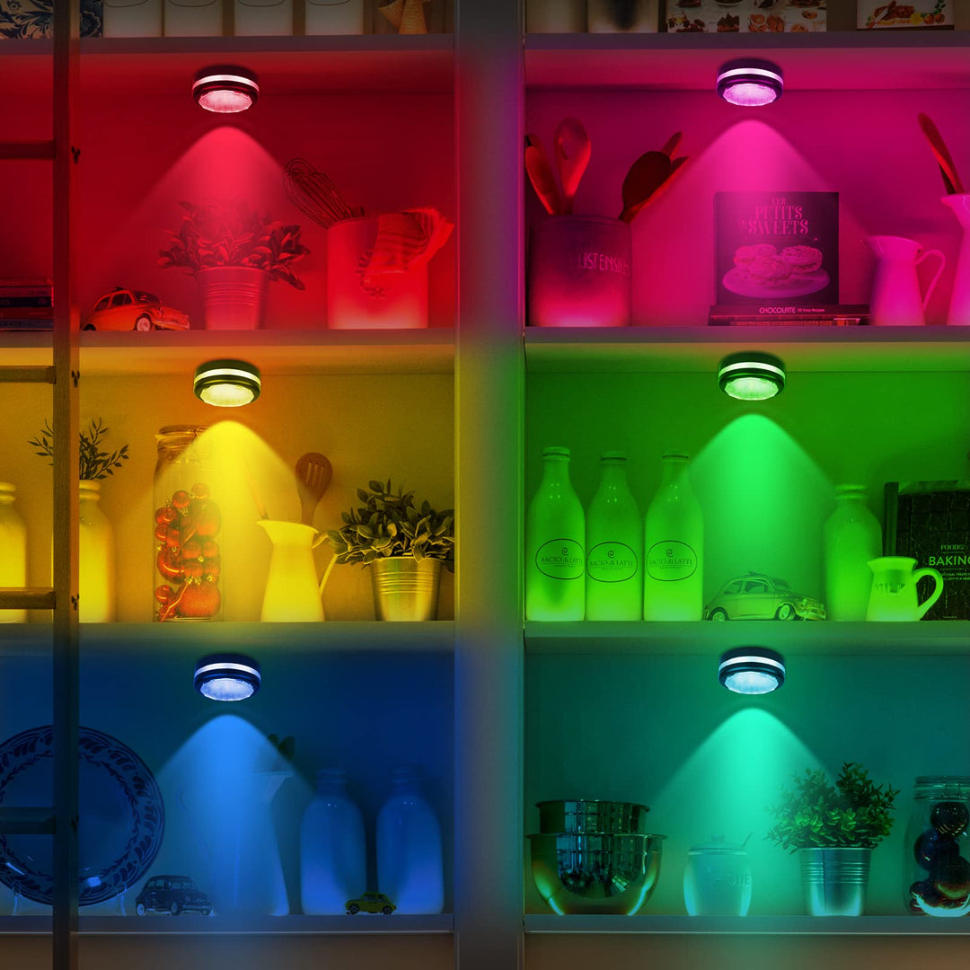 Puck Lights with Remote,Battery Operated Lights for Christmas, Halloween Pumpkin,16 Colors Changeable LED Stick on Lights Closet Lights Under Counter Lights for Kitchen (6 Pack)