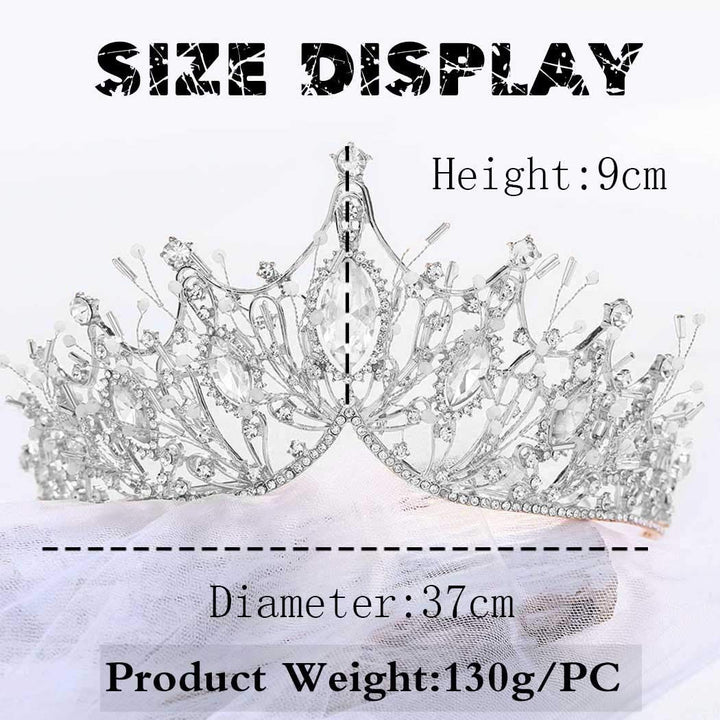 Silver Baroque Crowns and Tiaras Crystal Pearl Bride Wedding Crowns Bridal Rhinestones Tiaras for Festival Decorative Princess Tiaras Hair Accessories for Women and Girls (Silver)