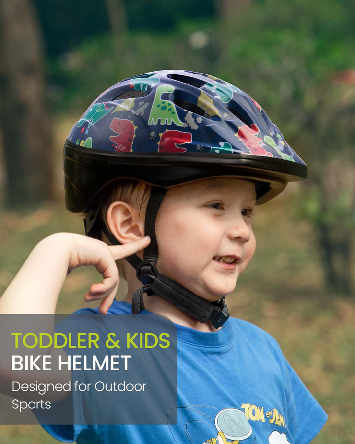 Toddler Kids Bike Helmet - Multi-Sport 2 Sizes Adjustable Safety Helmet for Children (Age 3-11), 14 Vents for Kids Skating Cycling Scooter - Dino Volcanoland,S