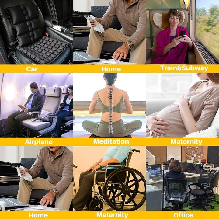 Air Cushion Inflatable Chair Air Seat Cushion Car Portable Breathable Comfort Cushion Office Wheelchair Pad Orthopedics Pain Pressure Relief Cushion Camping Seat Mat 18 x 16 x1 in Black