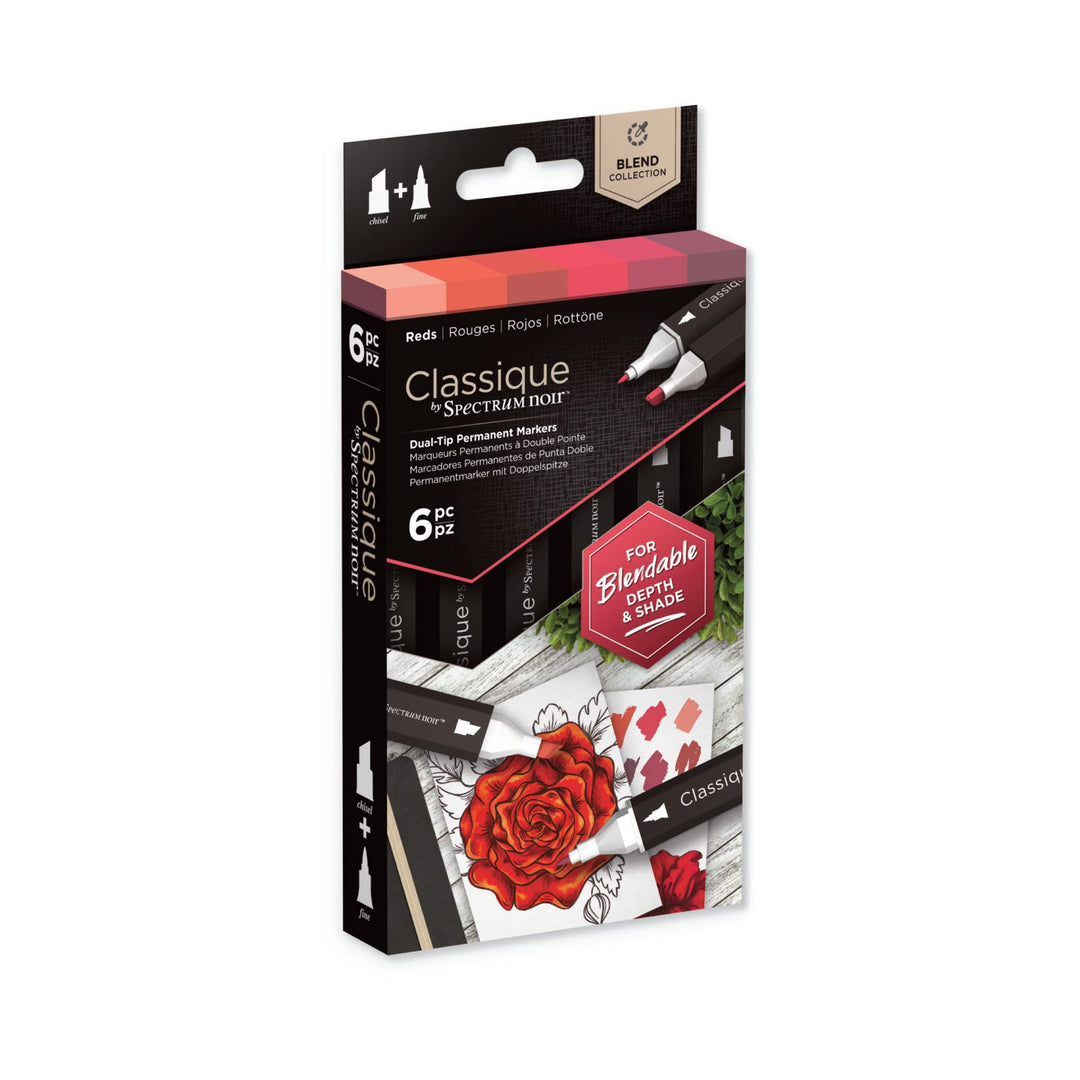 Spectrum Noir Classique Blend Alcohol Marker Dual Nib Pens Set-Reds-Pack of 6