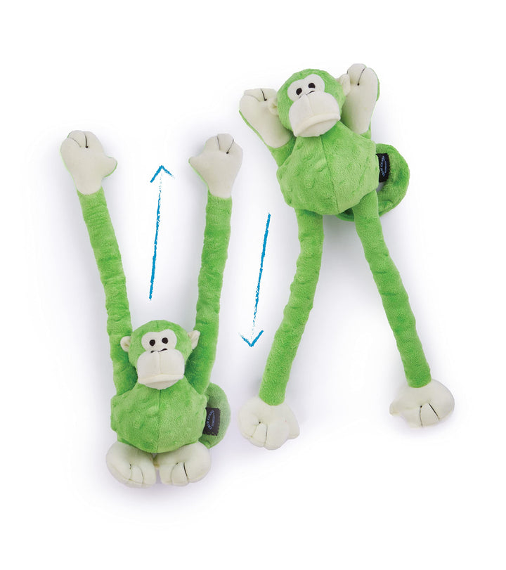 Crazy Tugs Monkeys with Chew Guard Tough Plush Dog Toy, Green, Large