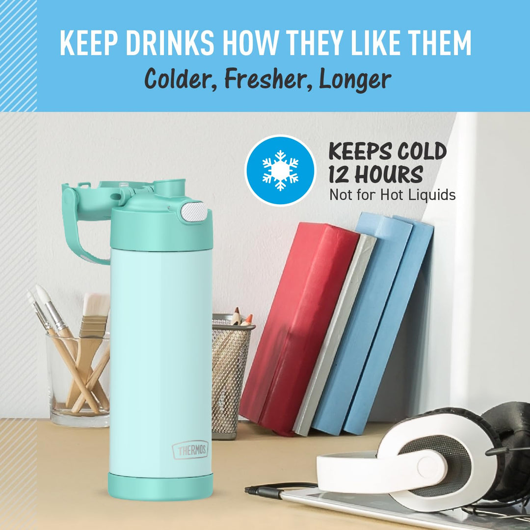 FUNTAINER 16 Ounce Stainless Steel Vacuum Insulated Bottle with Wide Spout Lid, Mint