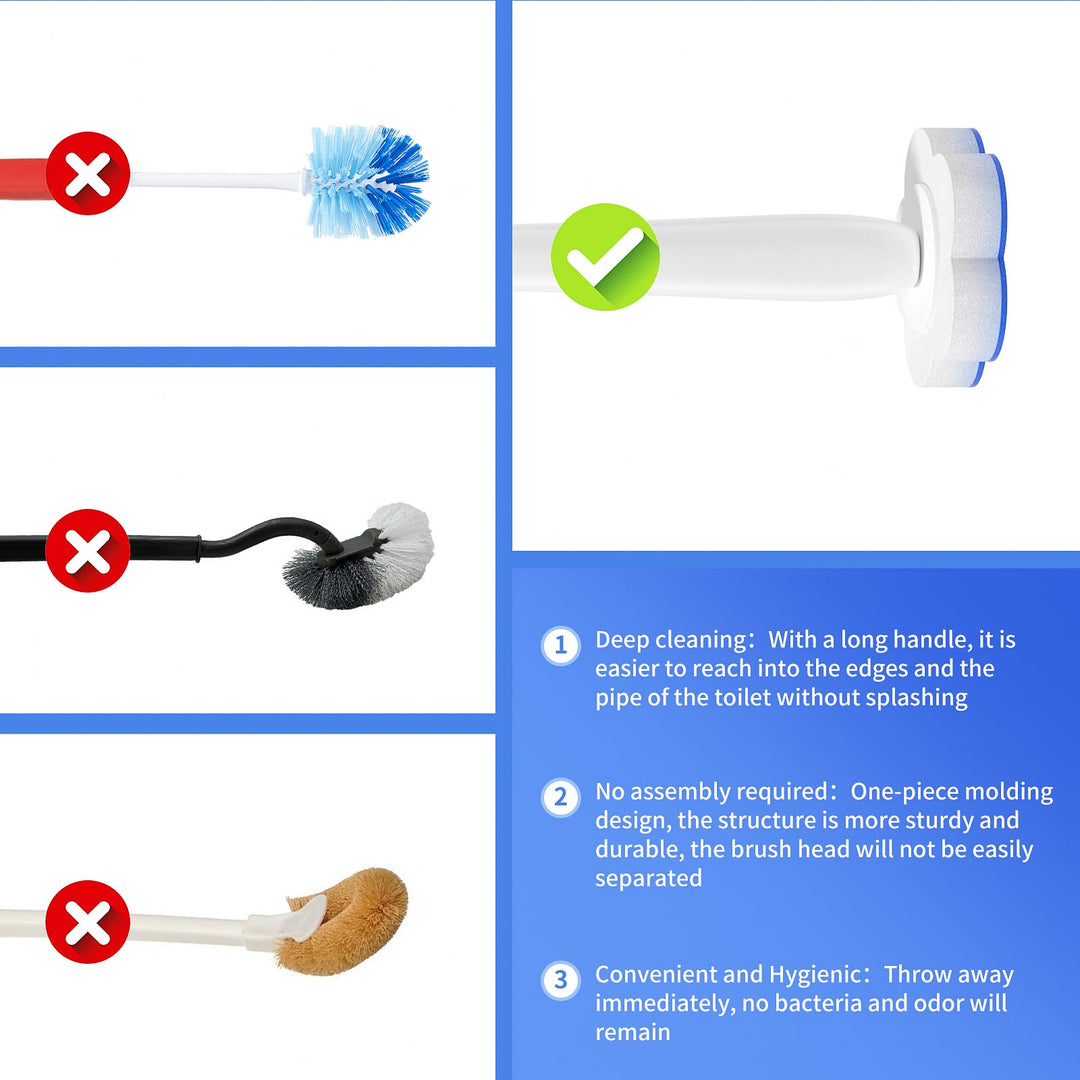 Disposable Toilet Bowl Brush with 40 Toilte Wand Refills, Toilet Bowl Cleaner Wands, Toilet Cleaning System Starter Kit