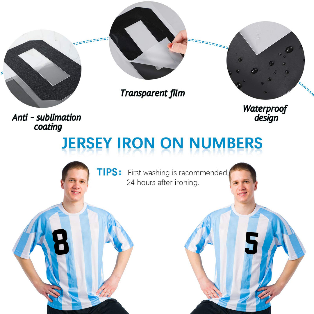22 Pieces Iron on Numbers T Shirt Heat Transfer Numbers 0 to 9 Jersey Numbers Soft Iron on Numbers for Team Uniform Sports T Shirt Football Basketball Baseball (Black,5 Inch)